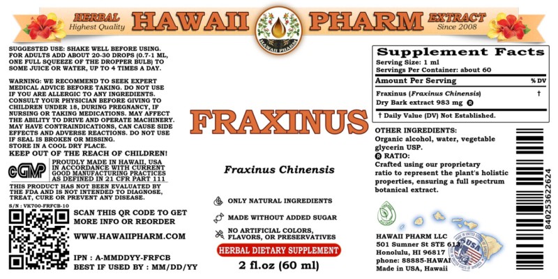 label of Fraxinus (<i>Fraxinus Chinensis</i>) Dry Bark Tincture