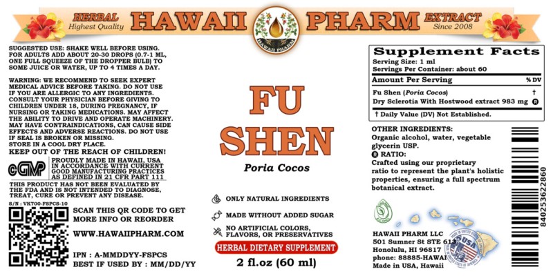 label of Fu Shen (<i>Poria Cocos</i>) Dry Sclerotia With Hostwood Tincture