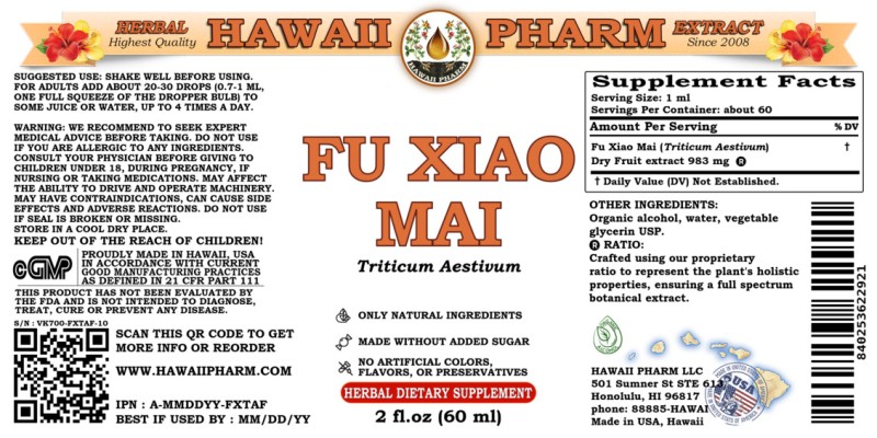 label of Fu Xiao Mai (<i>Triticum Aestivum</i>) Dry Fruit Tincture
