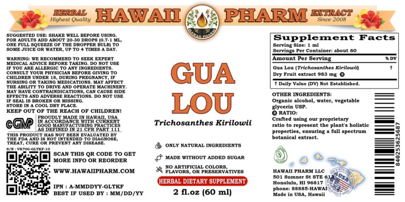 label of Gua Lou (<i>Trichosanthes Kirilowii</i>) Dry Fruit Tincture