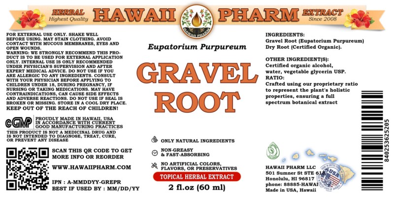 label of Gravel Root (<i>Eupatorium Purpureum</i>) Dry Root Tincture