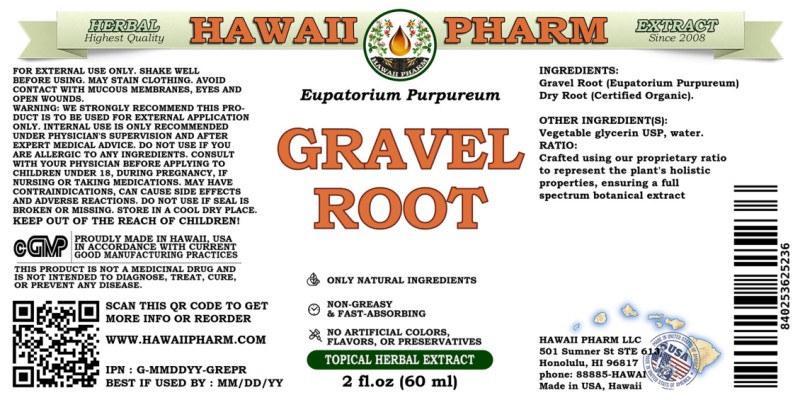 label of Gravel Root (<i>Eupatorium Purpureum</i>) Dry Root Glycerite