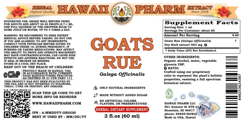 label of Goats Rue (<i>Galega Officinalis</i>) Dry Herb Tincture