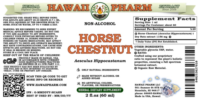 label of Horse Chestnut (<i>Aesculus Hippocastanum</i>) Dry Nuts Glycerite
