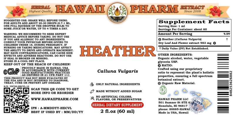 label of Heather (<i>Calluna Vulgaris</i>) Dry Leaf And Flower Tincture