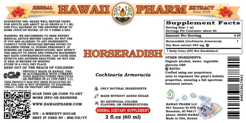 label of Horseradish (<i>Cochlearia Armoracia</i>) Dry Root Tincture