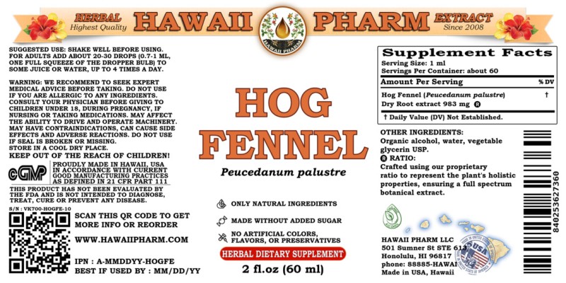label of Hog Fennel (<i>Peucedanum palustre</i>) Dry Root Tincture