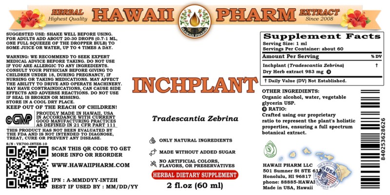 label of Inchplant (<i>Tradescantia Zebrina</i>) Dry Herb Tincture