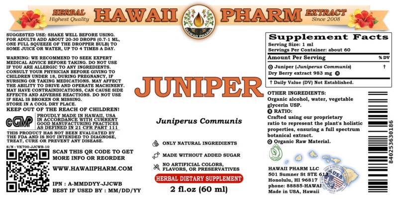 label of Juniper (<i>Juniperus Communis</i>) Dry Berry Tincture