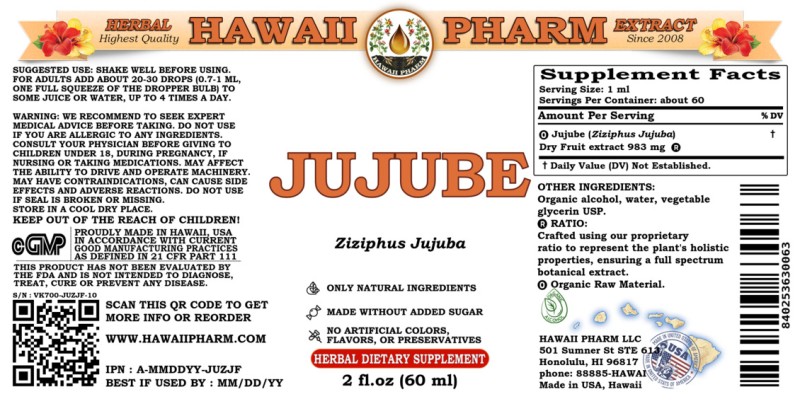 label of Jujube (<i>Ziziphus Jujuba</i>) Dry Fruit Tincture