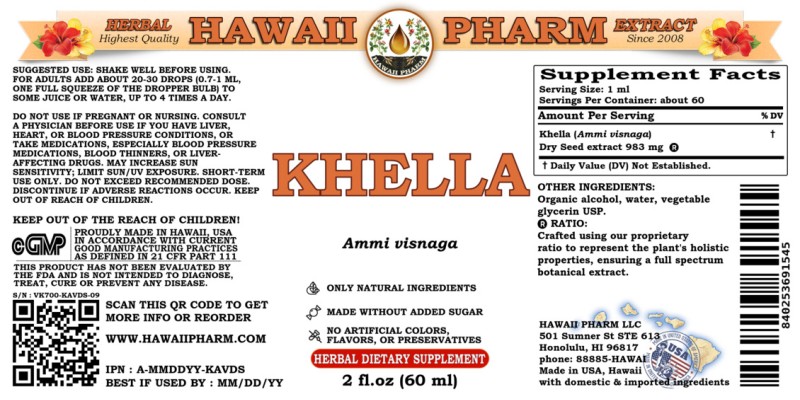label of Khella (<i>Ammi Visnaga</i>) Dry Seed Tincture
