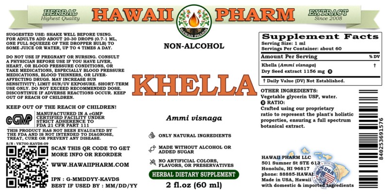 label of Khella (<i>Ammi Visnaga</i>) Dry Seed Glycerite