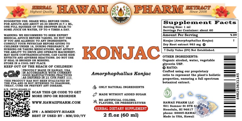 label of Konjac (<i>Amorphophallus Konjac</i>) Dry Root Tincture