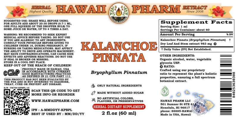 label of Kalanchoe Pinnata (<i>Bryophyllum Pinnatum</i>) Dry Leaf And Stem Tincture
