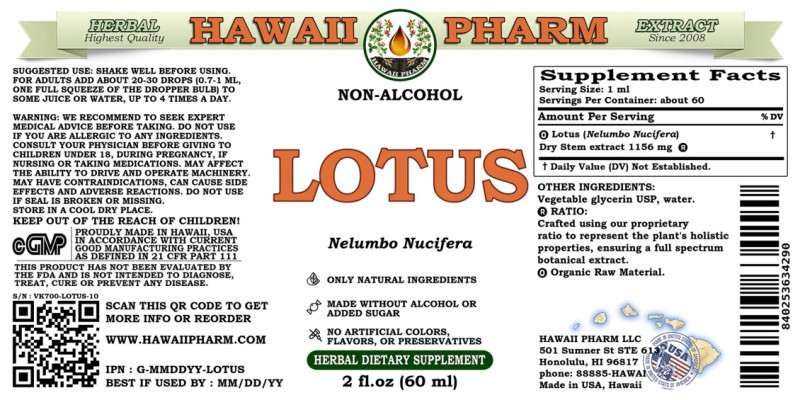 label of Lotus (<i>Nelumbo Nucifera</i>) Dry Stem Glycerite