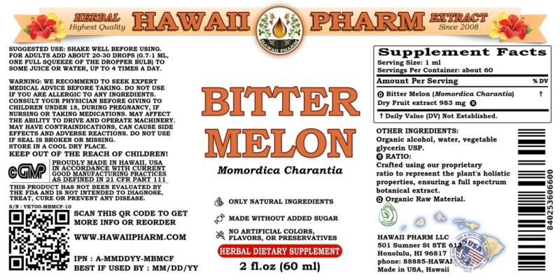 label of Bitter Melon (<i>Momordica Charantia</i>) Dry Fruit Tincture
