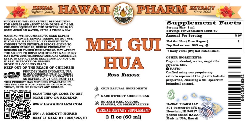 label of Mei Gui Hua (<i>Rosa Rugosa</i>) Dry Bud Tincture