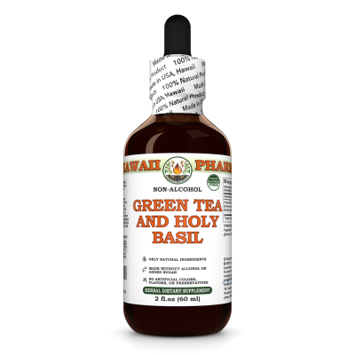 Green Tea and Holy Basil Alcohol-FREE Herbal Liquid Extract, Green Tea Dried Leaf, Holy Basil Dried Herb Glycerite