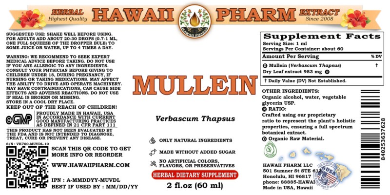 label of Mullein (<i>Verbascum Thapsus</i>) Dry Leaf Tincture