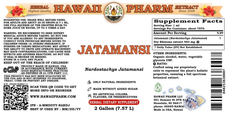 label of Jatamansi (<i>Nardostachys Jatamansi</i>) Dry Rhizome Tincture