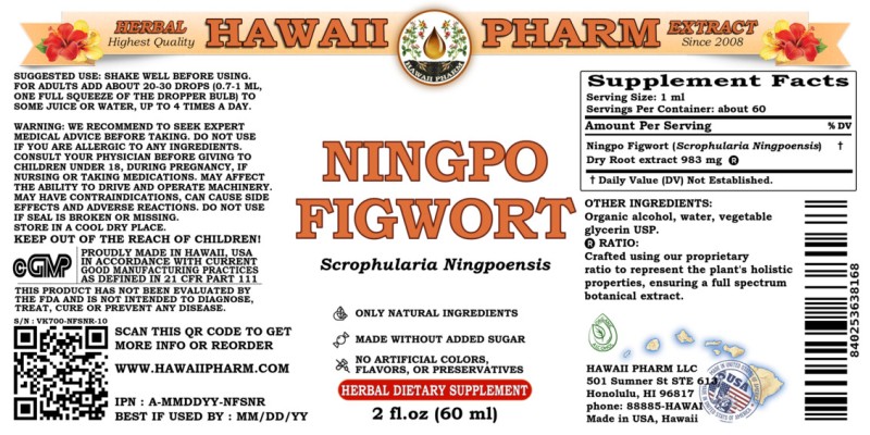 label of Ningpo Figwort (<i>Scrophularia Ningpoensis</i>) Dry Root Tincture