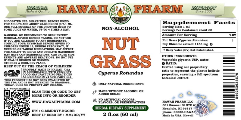 label of Nut Grass (<i>Cyperus Rotundus</i>) Dry Rhizome Glycerite
