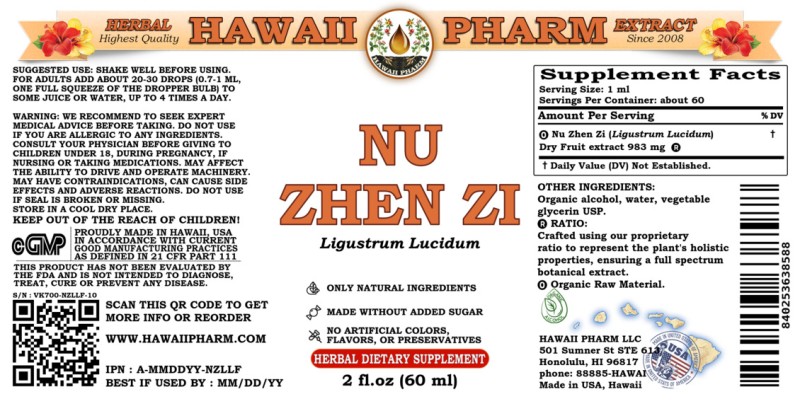 label of Nu Zhen Zi (<i>Ligustrum Lucidum</i>) Dry Fruit Tincture