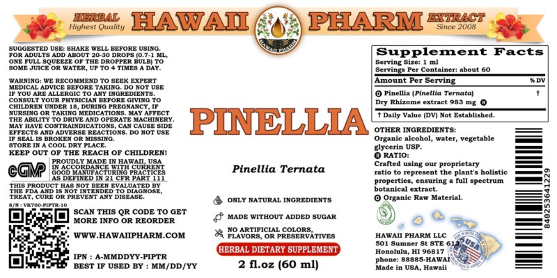 label of Pinellia (<i>Pinellia Ternata</i>) Dry Rhizome Tincture