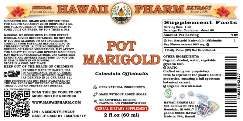 label of Pot Marigold (<i>Calendula Officinalis</i>) Dry Flower Tincture