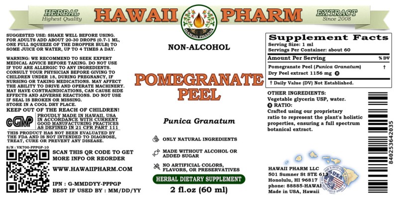 label of Pomegranate Peel (<i>Punica Granatum</i>) Dry Peel Glycerite