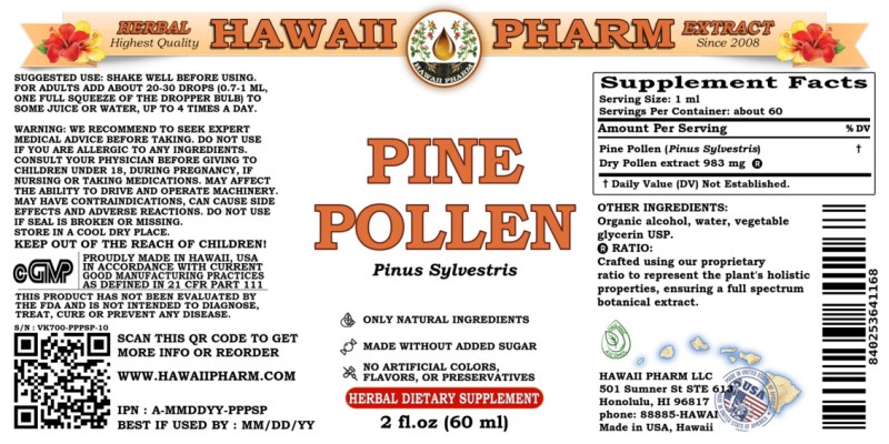 label of Pine Pollen (<i>Pinus Sylvestris</i>) Dry Pollen Tincture