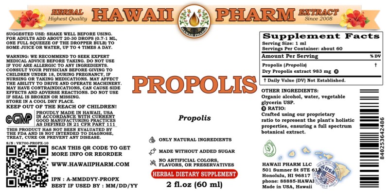 label of Propolis (<i>Propolis</i>) Dry X Tincture