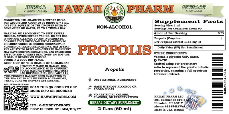 label of Propolis (<i>Propolis</i>) Dry X Glycerite