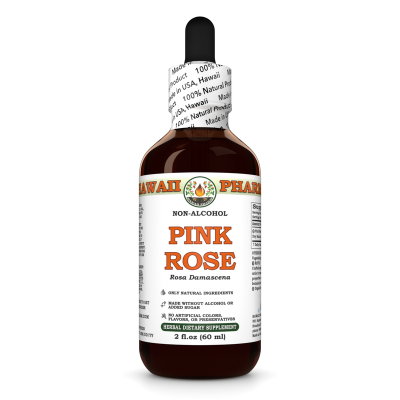 Pink Rose (Rosa Damascena) Tincture, Certified Organic Dried Buds And Petals ALCOHOL-FREE Liquid Extract