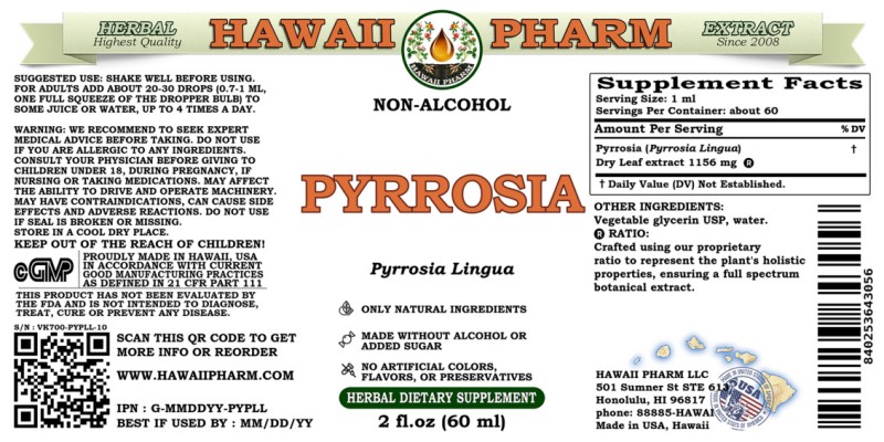 label of Pyrrosia (<i>Pyrrosia Lingua</i>) Dry Leaf Glycerite