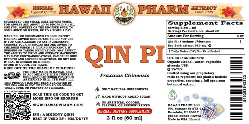 label of Qin Pi (<i>Fraxinus Chinensis</i>) Dry Bark Tincture