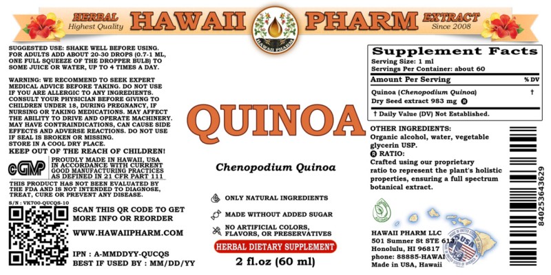 label of Quinoa (<i>Chenopodium Quinoa</i>) Dry Seed Tincture
