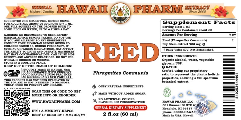 label of Reed (<i>Phragmites Communis</i>) Dry Stem Tincture