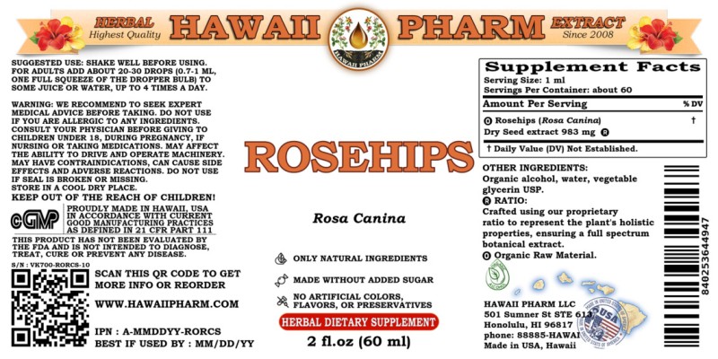 label of Rosehips (<i>Rosa Canina</i>) Dry Seed Tincture