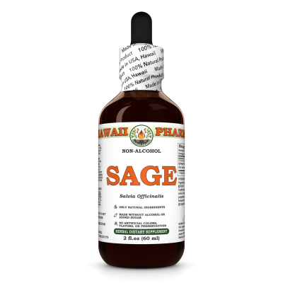 Sage Alcohol-FREE Liquid Extract, Organic Sage (Salvia officinalis) Dried Leaf Glycerite