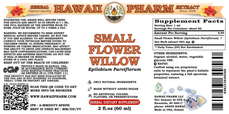 label of Small Flower Willow (<i>Epilobium Parviflorum</i>) Dry Herb Tincture
