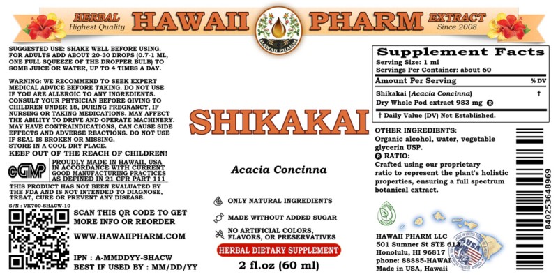 label of Shikakai (<i>Acacia Concinna</i>) Dry Whole Pod Tincture