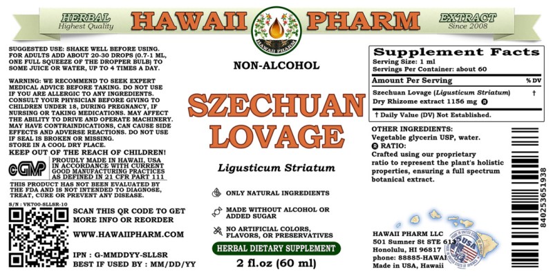 label of Szechuan Lovage (<i>Ligusticum Striatum</i>) Dry Rhizome Glycerite