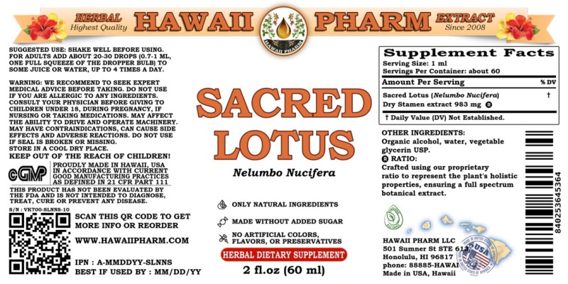 label of Sacred Lotus (<i>Nelumbo Nucifera</i>) Dry Stamen Tincture