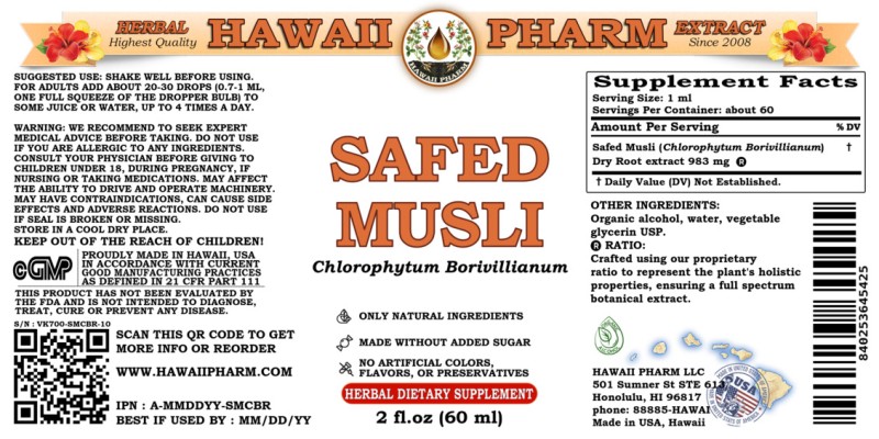 label of Safed Musli (<i>Chlorophytum Borivillianum</i>) Dry Root Tincture