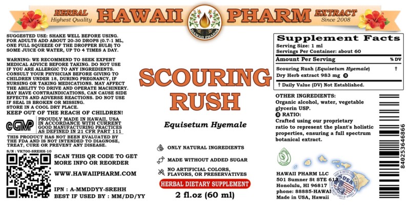 label of Scouring Rush (<i>Equisetum Hyemale</i>) Dry Herb Tincture