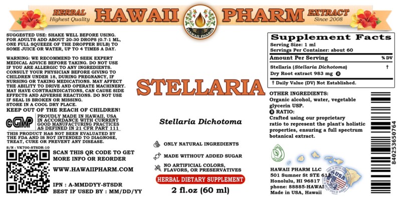 label of Stellaria (<i>Stellaria Dichotoma</i>) Dry Root Tincture