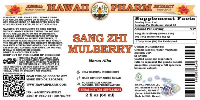 label of Sang Zhi Mulberry (<i>Morus Alba</i>) Dry Twig Tincture