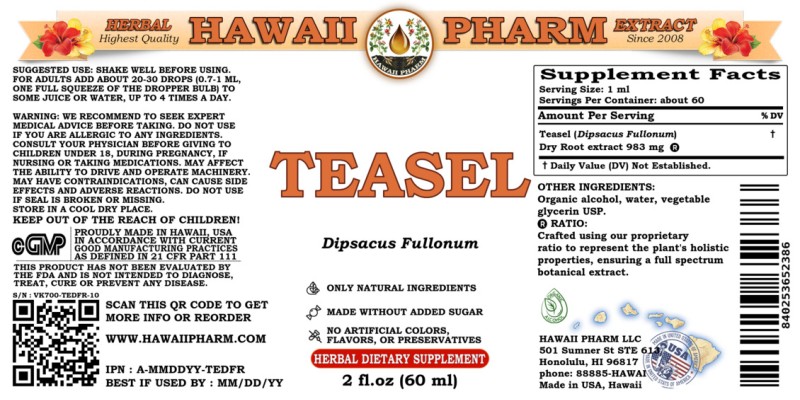 label of Teasel (<i>Dipsacus Fullonum</i>) Dry Root Tincture