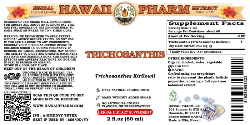label of Trichosanthis (<i>Trichosanthes Kirilowii</i>) Dry Root Tincture